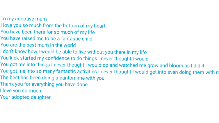 Mother's Day poem to my adoptive mum.