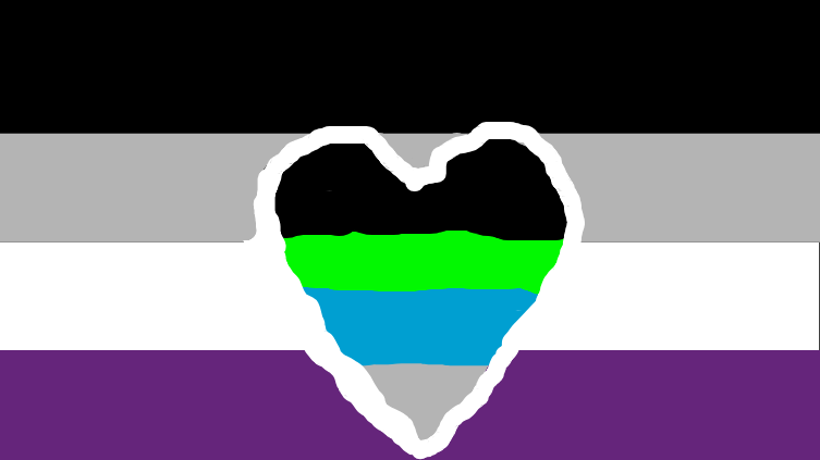 Quoiromantic Asexual Flag (Sorry for the terrible heart)