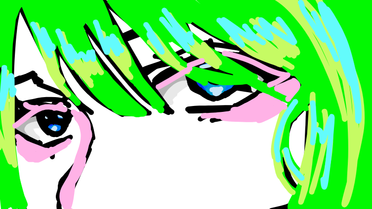 Eyes with obnoxious green hair