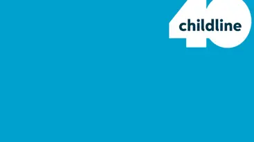 The Childline 40 logo on a blue background