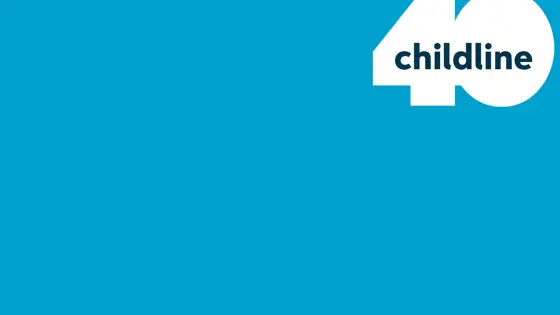 The Childline 40 logo on a blue background