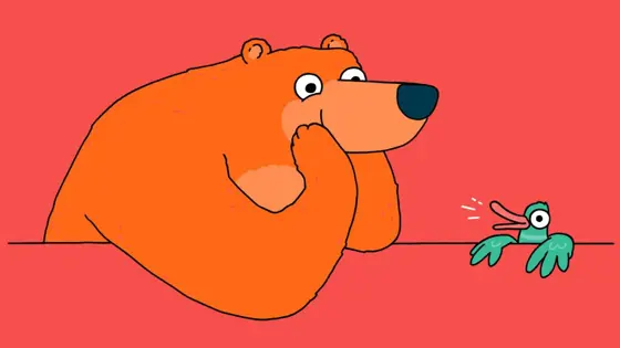 Bird talking to a bear