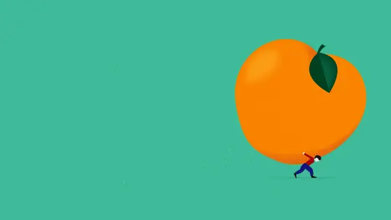 Illustration of a person with a giant peach on their back