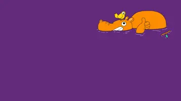 Illustration of a bird talking to a hippo