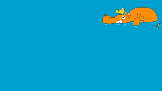 Illustration of a bird talking to a hippo